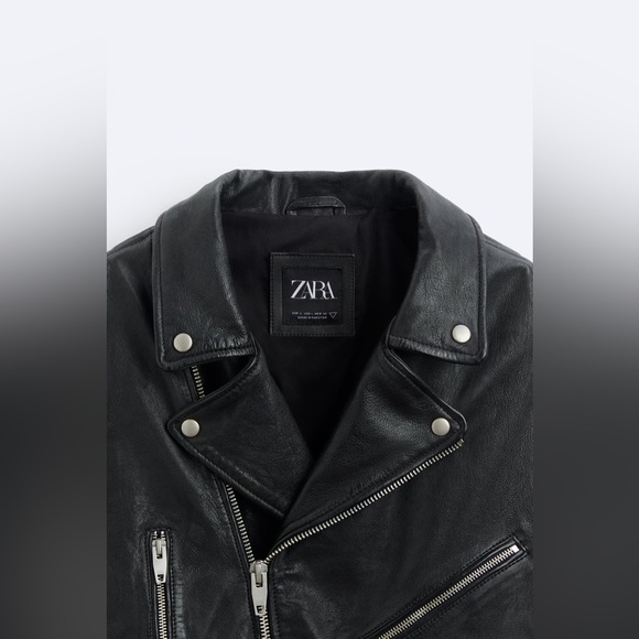 ZARA Mens Sheep Leather Black Biker Moto Jacket S/M & L/XL $249 - Picture 9 of 16